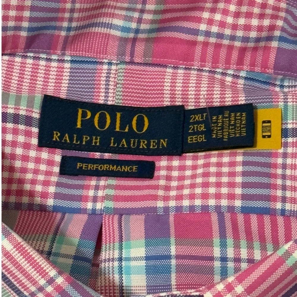 Polo Ralph Lauren Men's Plaid Performance Button Down Shirt 2XLT Pink Blue Green